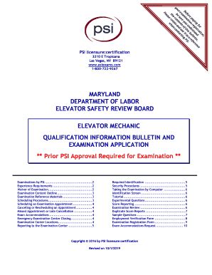 Fillable Online Elevator Examination Licensing Registration