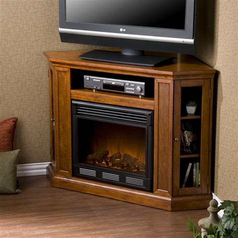 SEI Claremont Brown Mahogany Media Console with Electric Fireplace - Walmart.com