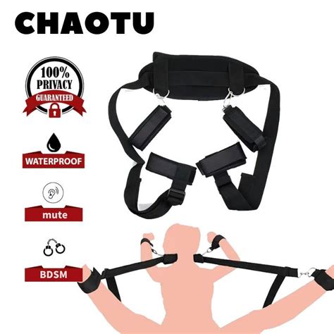 SM Bondage Restraints Slave Neck Handcuffs Leg Open Cuff Straps Erotic Sex Toys For Woman