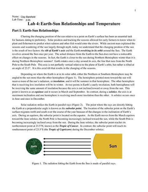 Lab 4 Earth Sun Relationships Solar Position And Tracking The Seasons