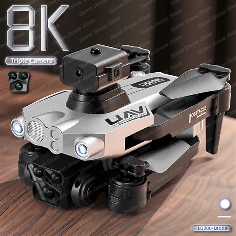 Dron Lu200 RC 8K Profesional Cuadric Ptero Con Tres C Maras 4K Gran