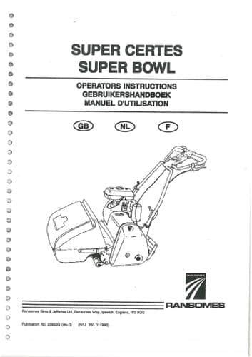 Ransomes Super Certes Motor Mower Lawnmower Super Bowl Operators Manual With Parts List