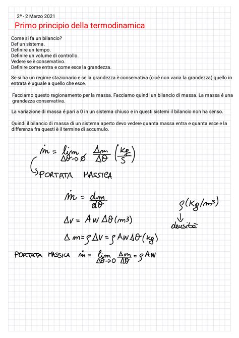 Appunti Lezione Primo Principio Della Termodinamica