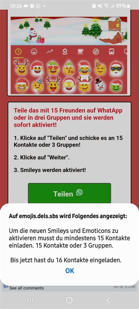 WhatsApp Warnung Achtung vor Neue Weihnachts Emoji für Whatsapp