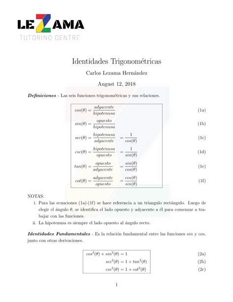 PDF Identidades Trigonom Etricas Wiber DOKUMEN TIPS