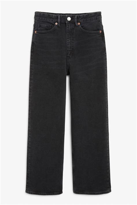 Zami Extra High Waist Black Straight Jeans Washed Black Monki