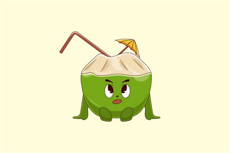 cute young coconut character design illustration  vector art