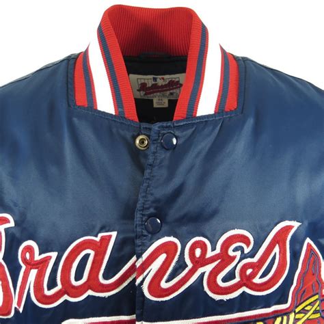 Atlanta Braves Starter Jacket Oversize M Or Xl Fit Puffy Satin Blue Mlb