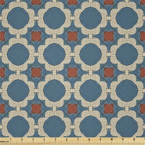 Ambesonne Abstract Fabric By The Yard Microfiber Round Shapes Squares