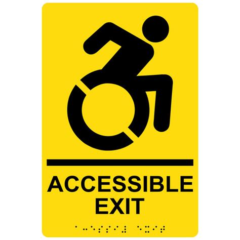 Accessible Exit Braille Sign With Dynamic Accessibility Symbol Rre