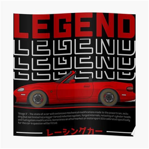 Tuner Red Nb Miata Roadster Jdm Poster For Sale By Goldentuners