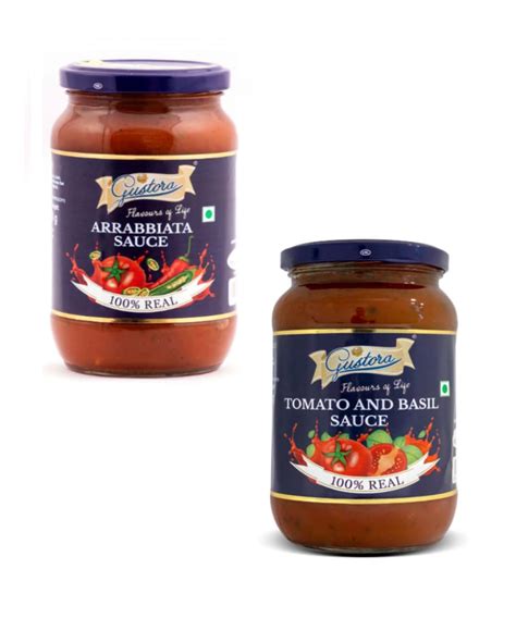 Gustora Real And Natural Arrabiata And Tomato Basil Sauce Combo I Rich And Smooth Pizza And Pasta Sauce