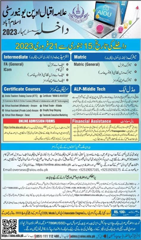 Allama Iqbal Open University Admission Form Continuing Student 2023