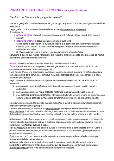 Riassunto Geografia Umana RIASSUNTO GEOGRAFIA UMANA Un Approccio