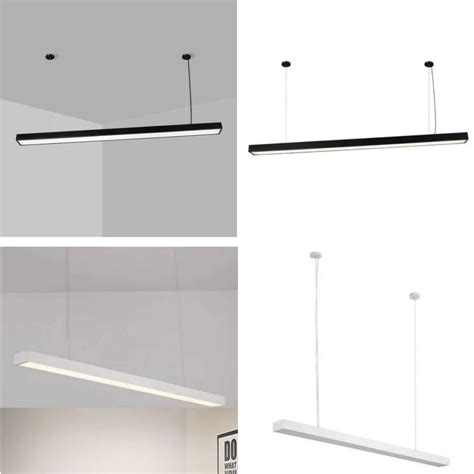 Pendente Linear Branco Ou Preto Retangular Led Integrado Cm Shopee