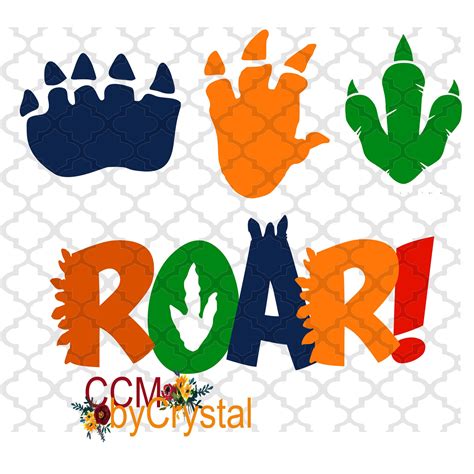 ROAR Dinosaur tracks SVG | Etsy