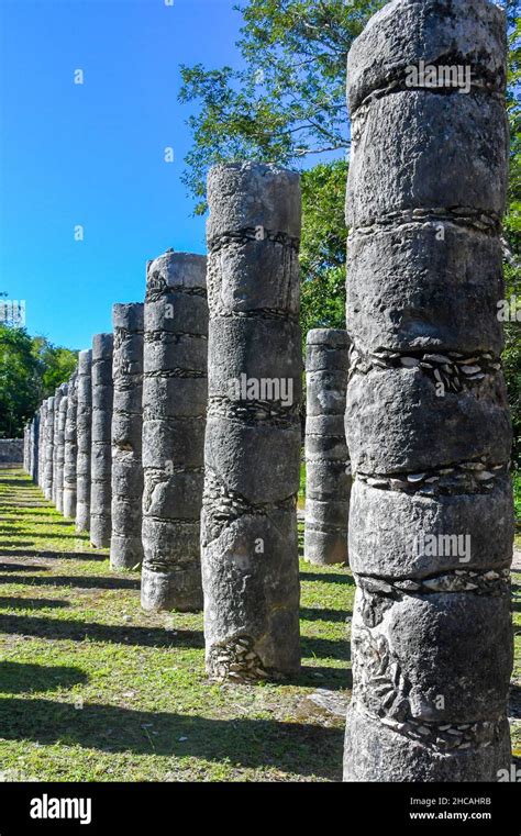 Columns In The Temple Of A Thousand Warriors Chichen Itza Yucata