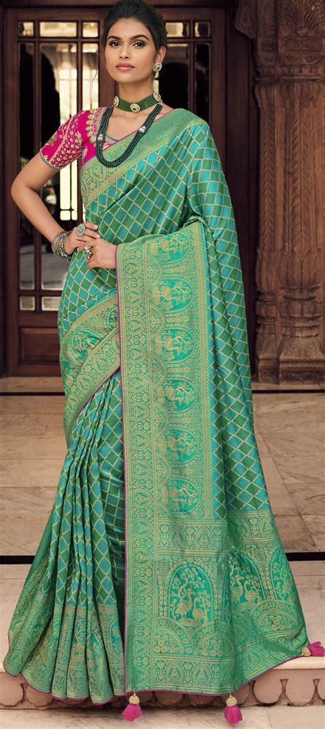 Traditional Wedding Green Color Art Silk Silk Fabric Saree 1757187