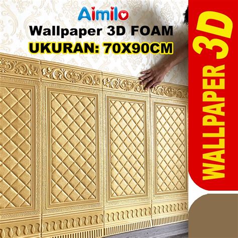 Jual Wallpaper Foam 3D Motif Jendela Pintu Kayu Jati Putih Kayu Gold