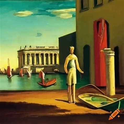 Giorgio De Chirico Painting Of Punting On The River Cambridge On Craiyon