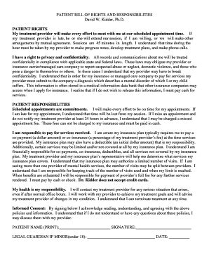 PATIENT BILL Of RIGHTS And RESPONSIBILITIESdoc Form Fill Out And Sign