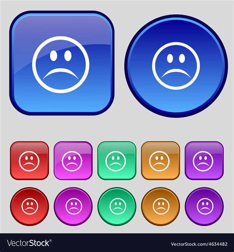 Sad Face Sadness Depression Icon Sign A Set Vector Image