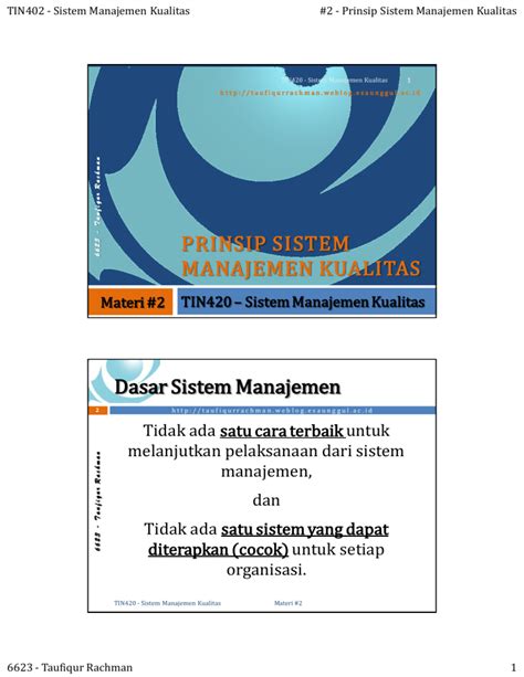prinsip sistem manajemen kualitas dasar sistem manajemen