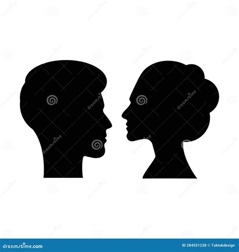 Man And Woman Face Profile Silhouette Vector Icon In A Glyph Pictogram Stock Vector