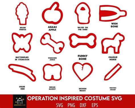 Operation Costume Svg, Operation SVG, Halloween Operation Pieces SVG ...