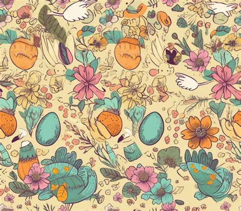 Premium Ai Image A Floral Pattern With Birds And Flowers