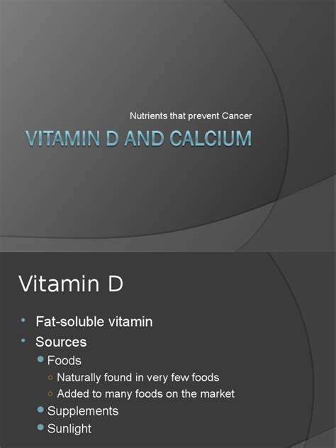 Vitamin D and Calcium PPT | Vitamin D | Vitamin