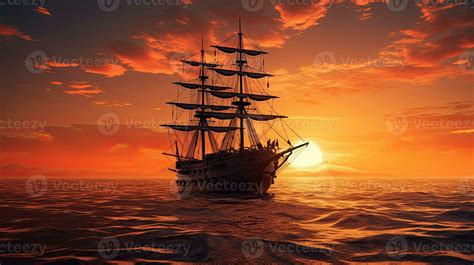 a ship silhouette during sunset 27104875 Stock Photo at Vecteezy