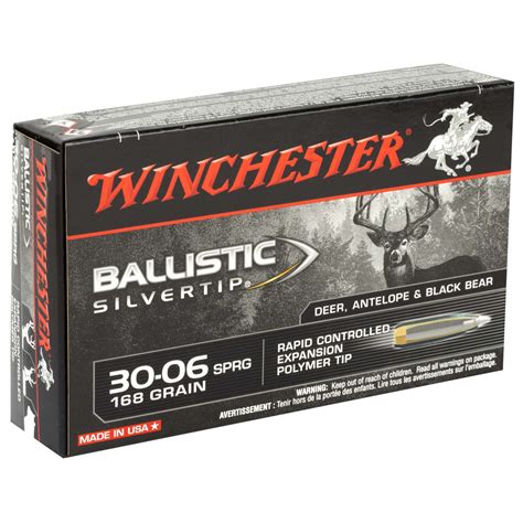 Winchester Ammo Ballistic Silvertip 30 06 Springfield 168gr Polymer Tip 20rd Bx 10bx Cs Range Usa