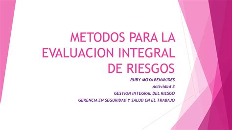 Metodos Para La Evaluacion Integral De Riesgos Ppt