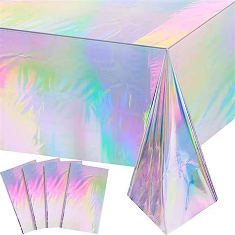 Pack Iridescence Plastic Tablecloths Shiny Disposable Laser Rectangle