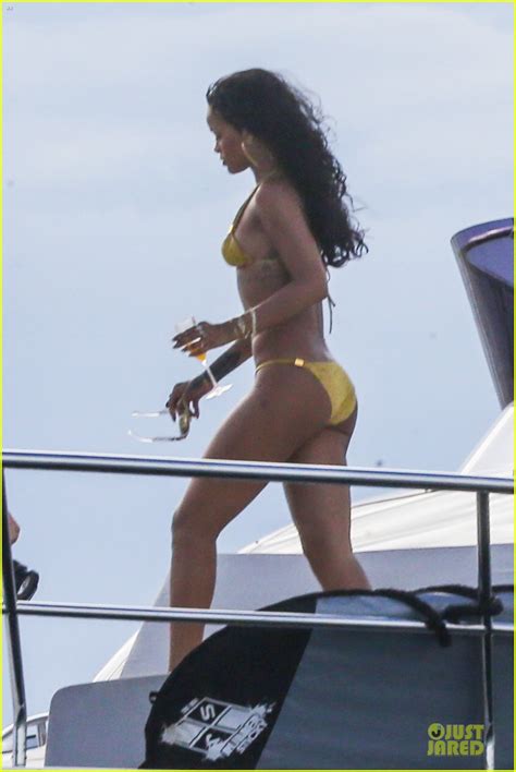 Rihanna Gold Bikini Beach Babe In Brazil Photo Bikini Rihanna Photos Just Jared