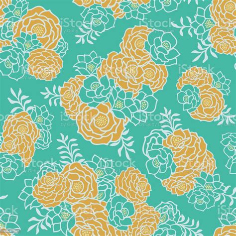 Green Gold Floral Bouquet Seamless Vector Texture Background Stock Illustration Download Image