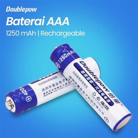 Jual 2Pcs Doublepow Baterai AAA Rechargeable NiMH 1250mAh Shopee