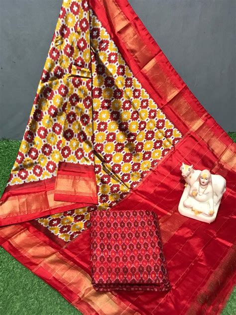 Pochampally Ikkat Silk Dress Materials Unstitched Pochampally Handloom