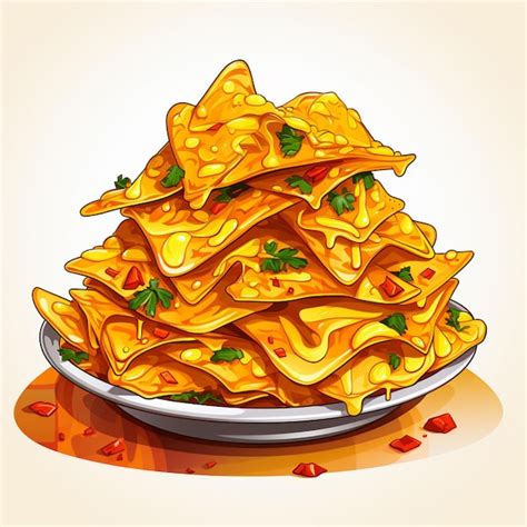 Premium AI Image Nachos 2d Vector Illustration Cartoon In White