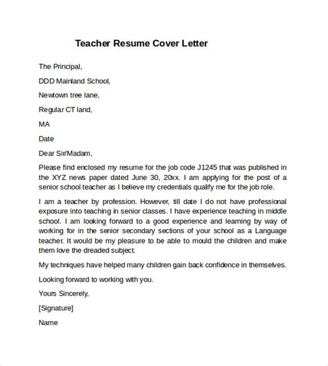 10 Teacher Cover Letter Examples Download For Free Sample Templates