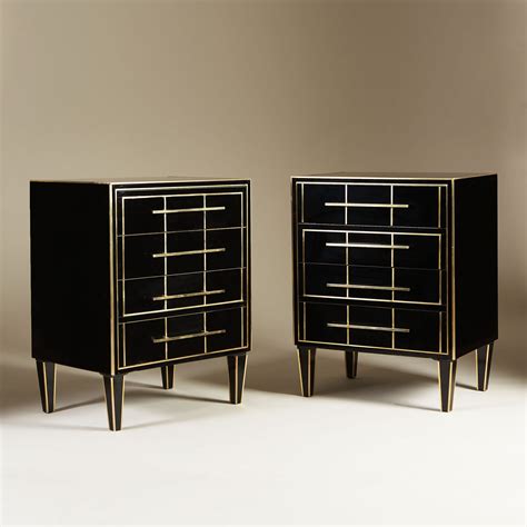 Pair Of Italian 1970s Black Glass Chest Of Drawers Valerie Wade