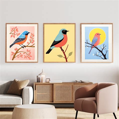 Bird Wall Art Set Of Of 3 Printable Art Trendy Prints Etsy