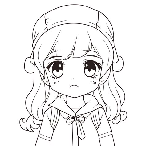 Dibujo De Chica Anime Para Colorear Página Esbozo Vector Png Dibujos