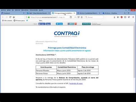 Pr Rroga Para Envio De Contabilidad Electr Nica Julio De Youtube