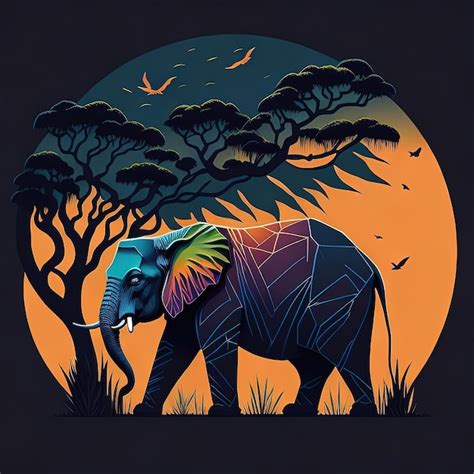 Premium Vector | AweInspiring African Sunset Elephant Silhouette