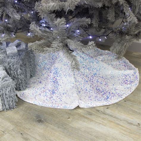 Iridescent White Sequin Tree Skirt