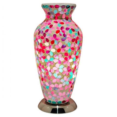 Mosaic Glass Vase Lamp Pink Flower Bedroomtable Lamp Etsy Uk