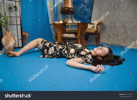 Sensuality Brunette Lying On Floor Luxury Stock Photo Shutterstock