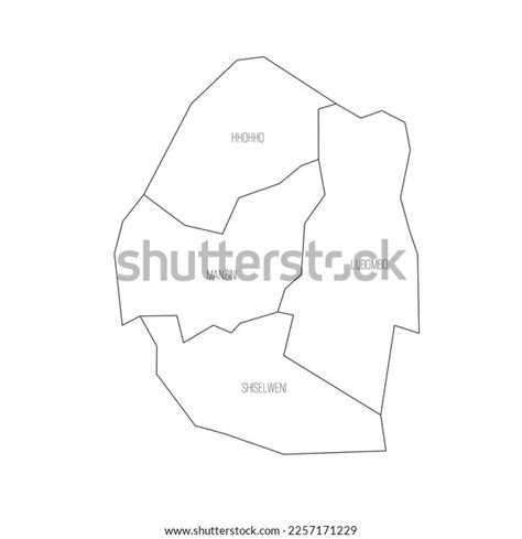 Eswatini Political Map Administrative Divisions Stock Vector (Royalty ...